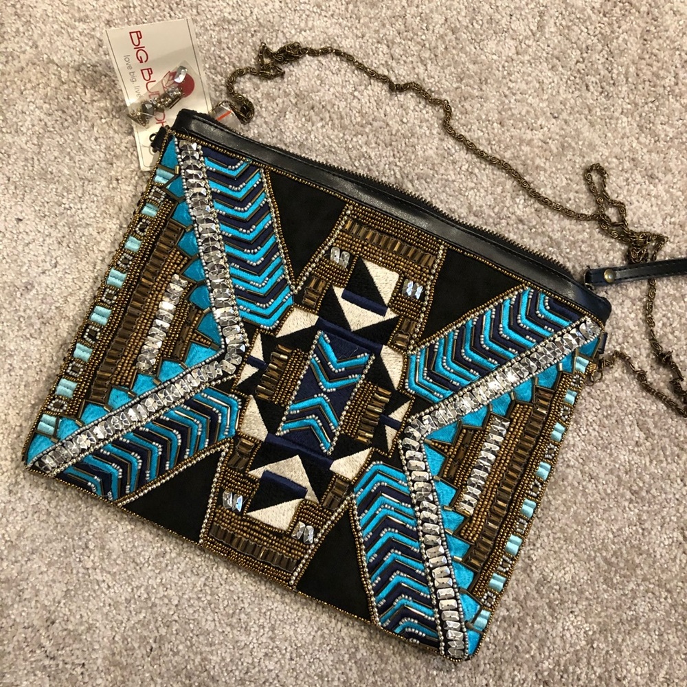 Beaded and Embroidered Oversized Clutch